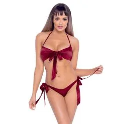 Cottelli Collection Maillot De Bain 2 Pièces Satiné Bordeaux -SexToys Soldes cottelli collection maillot de bain 2 pieces noueds bordeaux 2