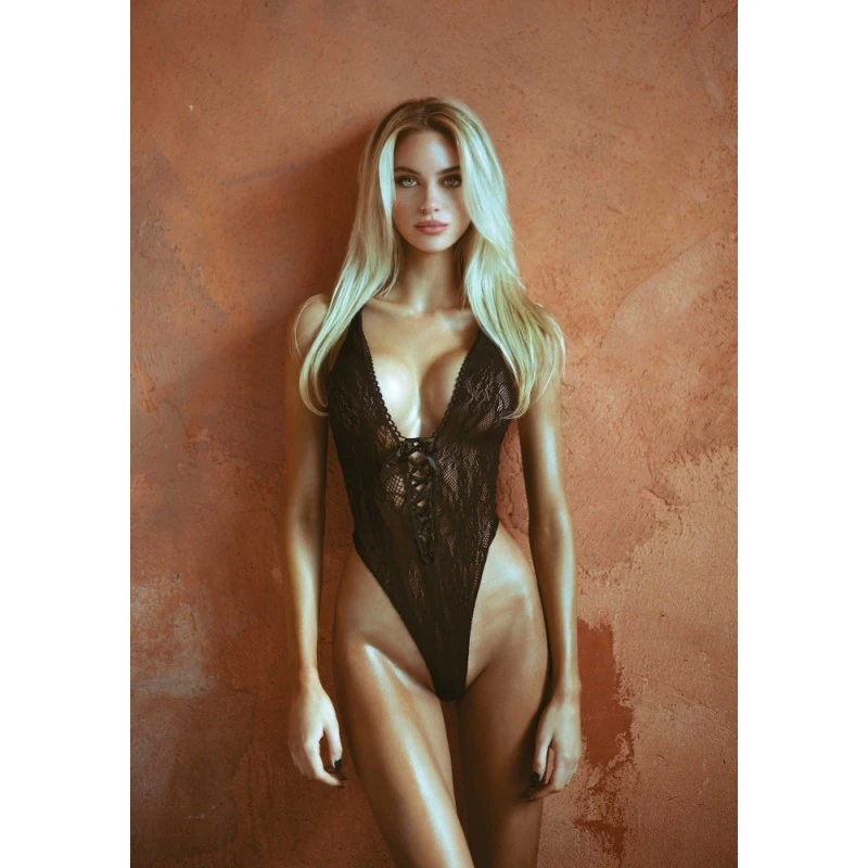 LEG AVENUE Body Dentelle Florale Laçage Noir 4 LEG AVENUE Body Dentelle Florale Laçage Noir – Image 4