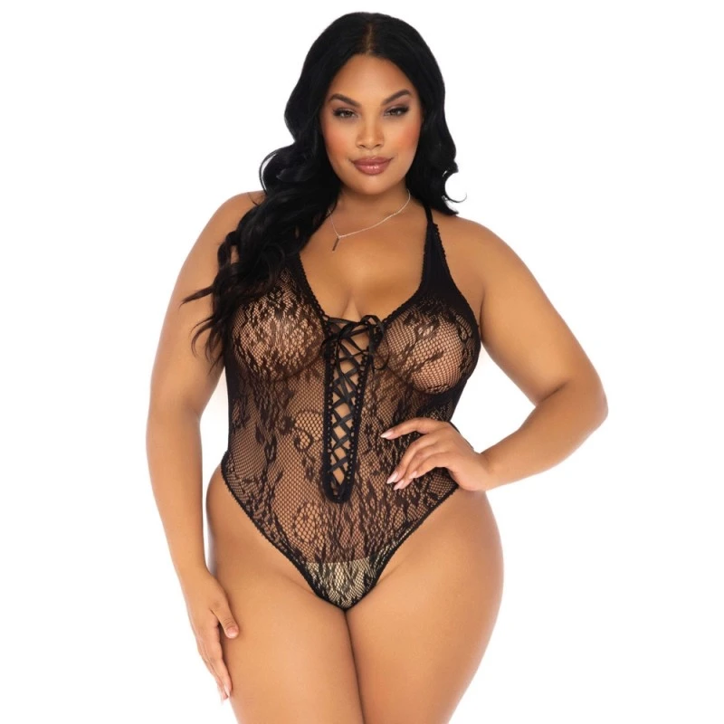 LEG AVENUE Body Dentelle Florale Laçage Noir GT 3 LEG AVENUE Body Dentelle Florale Laçage Noir GT – Image 3