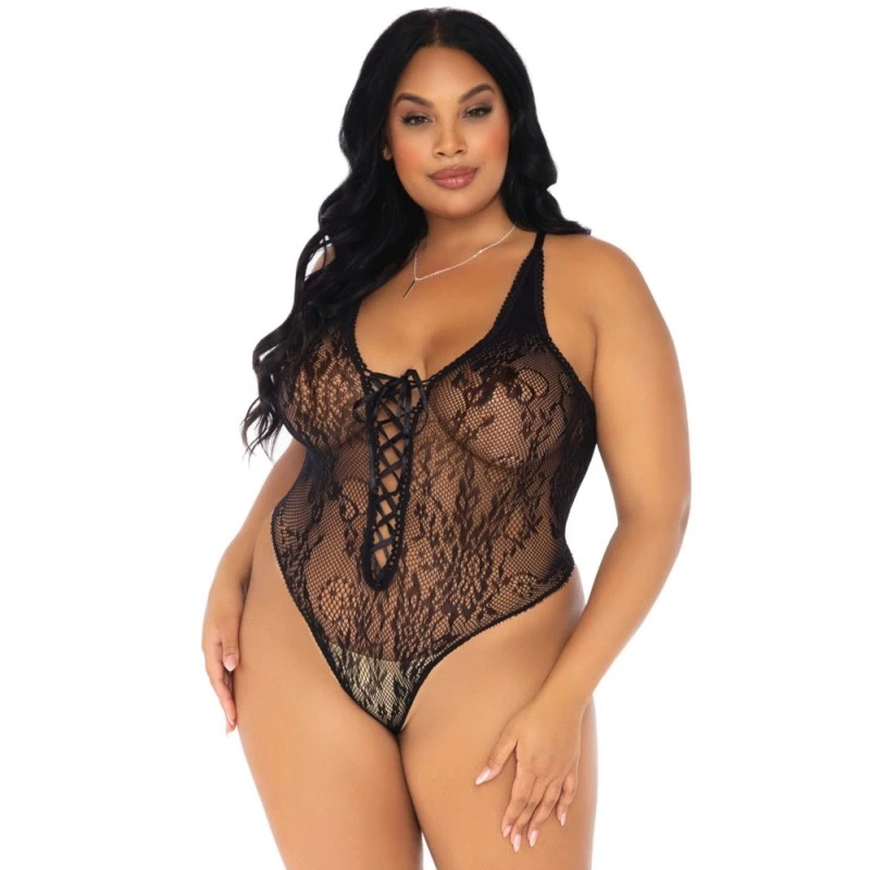 LEG AVENUE Body Dentelle Florale Laçage Noir GT 1 LEG AVENUE Body Dentelle Florale Laçage Noir GT