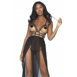 LEG AVENUE Robe Longue à Lanière Noire -SexToys Soldes leg avenue robe longue a laniere noire 2