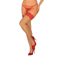 Obsessive Bas Autofixants Mellania Dentelle Rouge