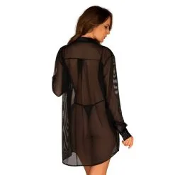 Obsessive Chemise Stellya Maille Noire -SexToys Soldes obsessive stellya chemise transparente maille noire 2