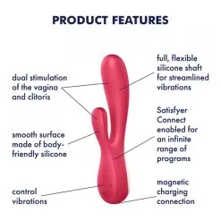 Mono Flex Rouge Satisfyer Vibromasseur Rabbit Connecté -SexToys Soldes vibromasseur rabbit satisfyer mono flex rouge 3